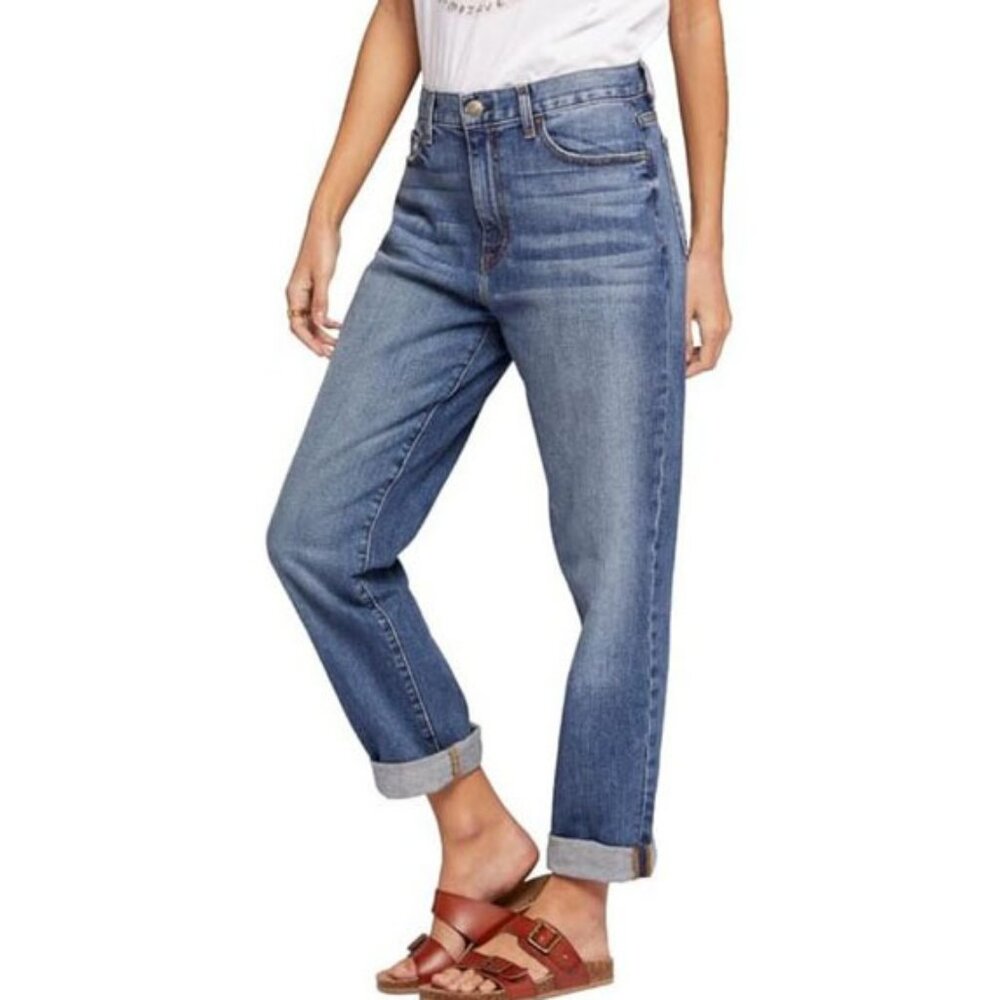 CURRENT/ELLIOTT High Waist Straight Cut Boyfriend Jeans in Dunes - 29